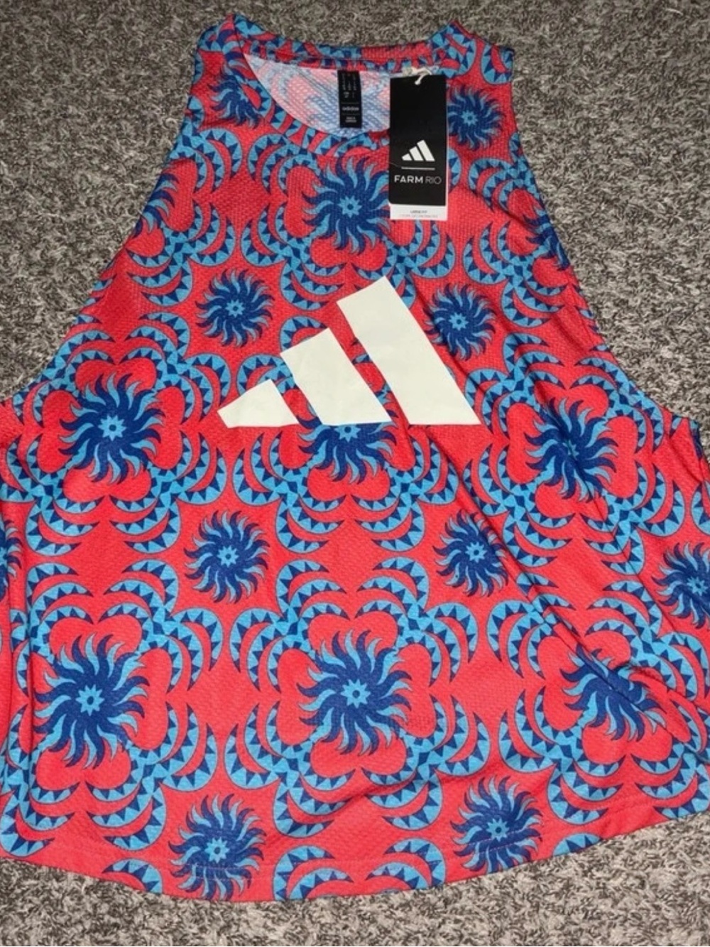 Adidas Farm Rio Womens Red & Blue Patterned Athletic Tank size small-NWT